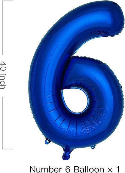 Navy Blue Number 6 Balloons 40 Inch Large Dark Blue Helium Foil Balloons - Image 2