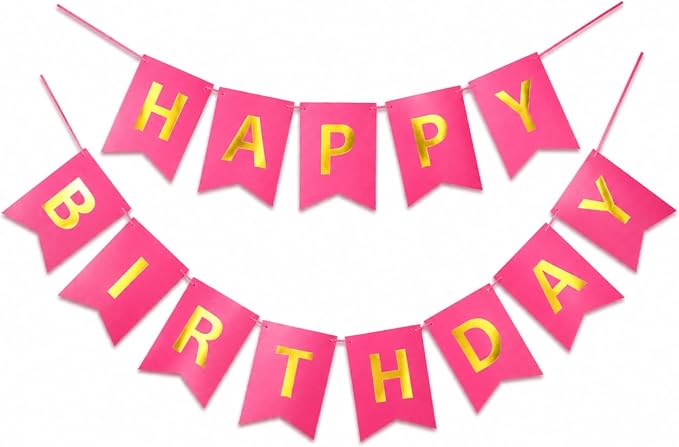Letjolt Happy Birthday Banner Pure Roseo Girls Party Signs 13 Pcs | Golden by Letjolt