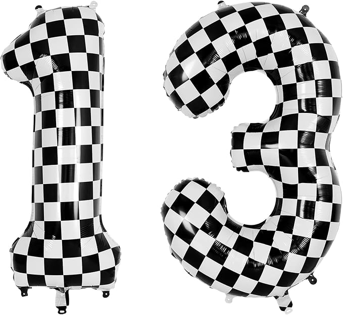 40 Inch Checkered Number 13 Balloon, self-sealing, air/helium compatible by Unknown