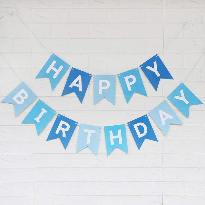 Happy Birthday Banner With Shiny Gold Letters, Swallowtail Design Hanging Signs by Blukey