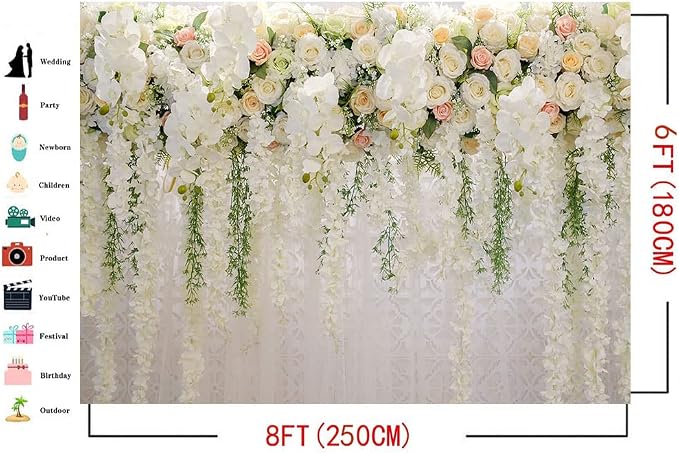 Mocsicka Wedding Flower Backdrop Wall Floral Bridal Shower Backdrops - Image 4