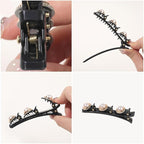 12PCS Sparkling Crystal Stone Braided Hair Clips, Braided Hair Clips for Women and Girls, Shiny Flower Rhinestone Hair Clip, Braided Duckbill Hair Clip With Crystal Hair Accessories for Styling