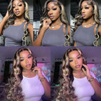28 28 28 Inch Highlight Bundles Human Hair Blonde Body Wave Bundle Brazilian Virgin Remy Hair Extensions Niegmeag 2 Tone Black and Honey Blonde Bundle P1B27 Color