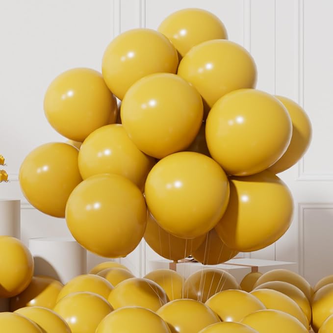 AULE 50Pcs Latex 12 Inch Mustard Yellow Balloons | Happy Birthday Graduation by AULE