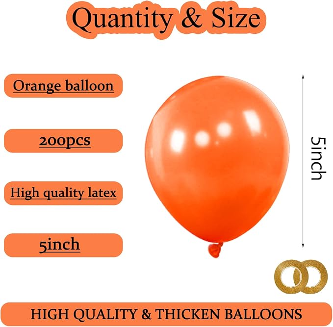 200pcs Orange Balloons 5 Inch, Small Mini Latex Balloons - Image 5