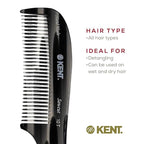 Kent 10T Graphite and Tortoise Large Detangler Comb, Handmade Wide Tooth Comb for Curly Hair, Detangling Combs For Wet and Dry Hair, Combs for Thick Hair, Saw-Cut and Hand Polished Made in England