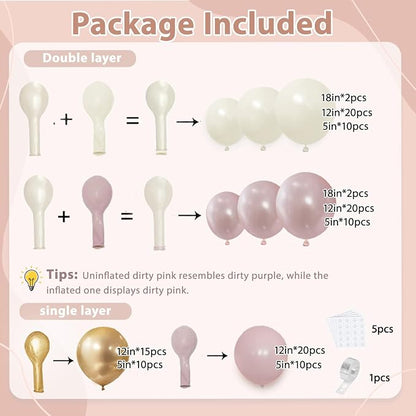 Pastel Pink Pearl White Balloons Arch Kit 119 PCs Double Stuffed | Princess - Image 2