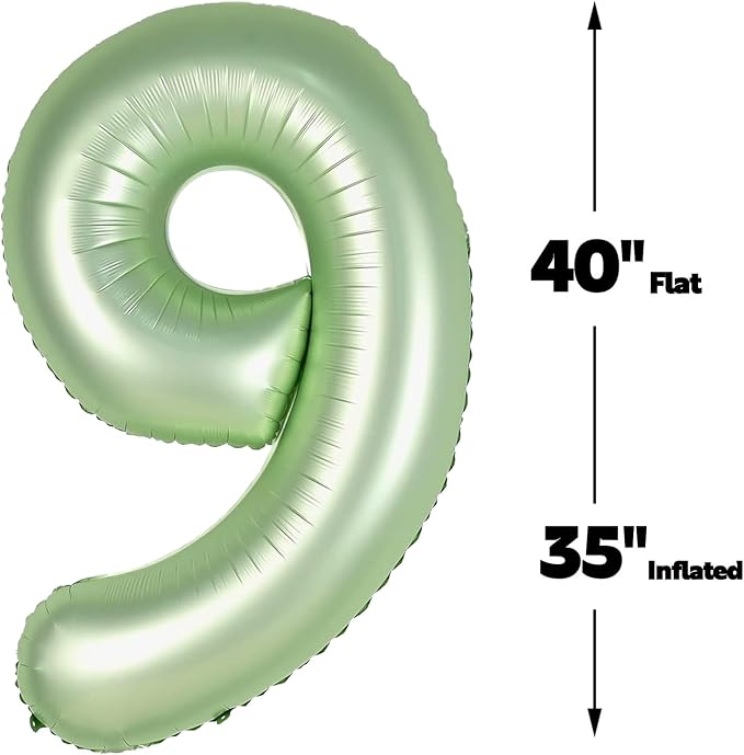 Oliver Green Number 9 Balloon 40 inch, Birthday Party Balloons Decorations | - Image 3