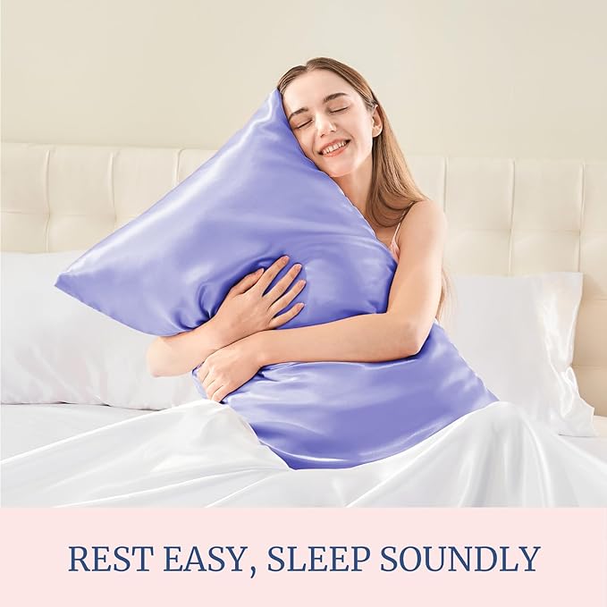 BEDELITE Satin Pillowcase for Hair and Skin, Super Soft and Cooling Similar to Silk Pillow Cases 2 Pack with Envelope Closure, Gift for Women Men(20"x40" King Size, Lilac)