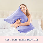 BEDELITE Satin Pillowcase for Hair and Skin, Super Soft and Cooling Similar to Silk Pillow Cases 2 Pack with Envelope Closure, Gift for Women Men(20"x26" Standard Size, Lilac)