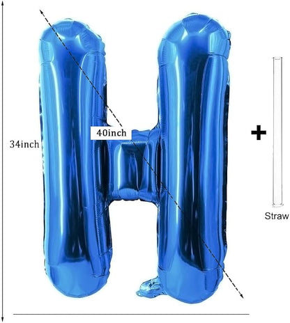 Letter Balloons 40 Inch Blue Giant Alphabet Balloons Letter H | Foil Mylar Big - Image 2
