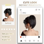 10 Inch Short Ponytail Extension - Soft Straight Pony Tails Hair Extensions, Claw Clip Ponytail Extension, Natural Short Hair Extensions Ponytail, Synthetic Hair Pieces for Women (Color: Black Brown)