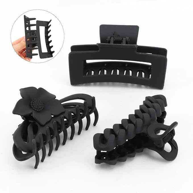 SEVEN LUCKY LIGHT Hair Clips for Women,7 Pcs Different Sizes and Styles Claw Clips,Black Hair Clips for Thick Hair,Thin Hair