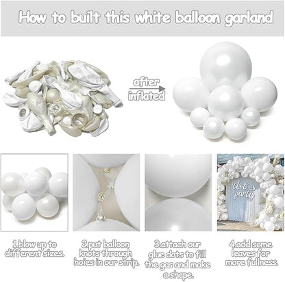 White Balloon Arch Garland Kit, Double Stuffed Beige Cream Balloons Pearl White - Image 4