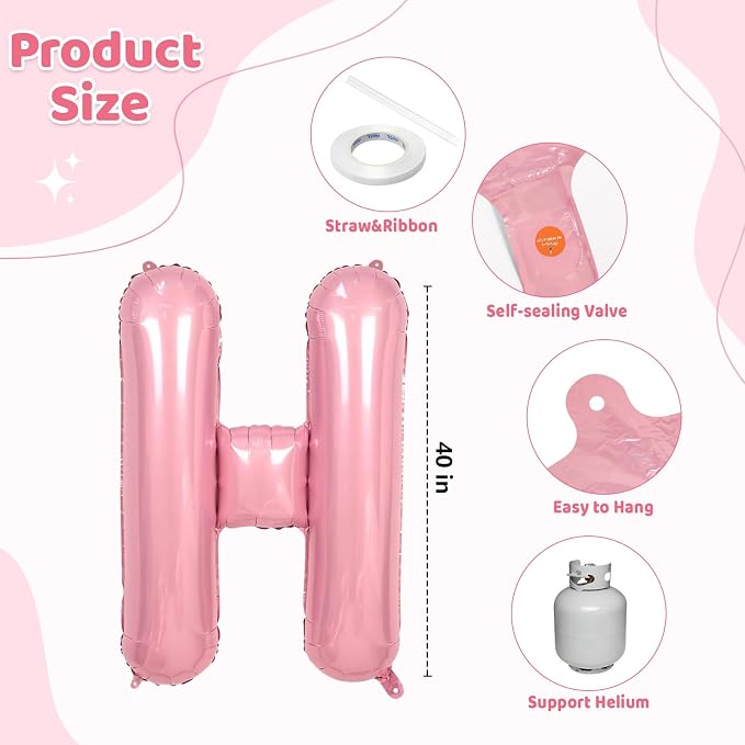 Pink HOME Balloons, 40 Inch HOME Letter Balloons Pink Home Balloon Banner - Image 2