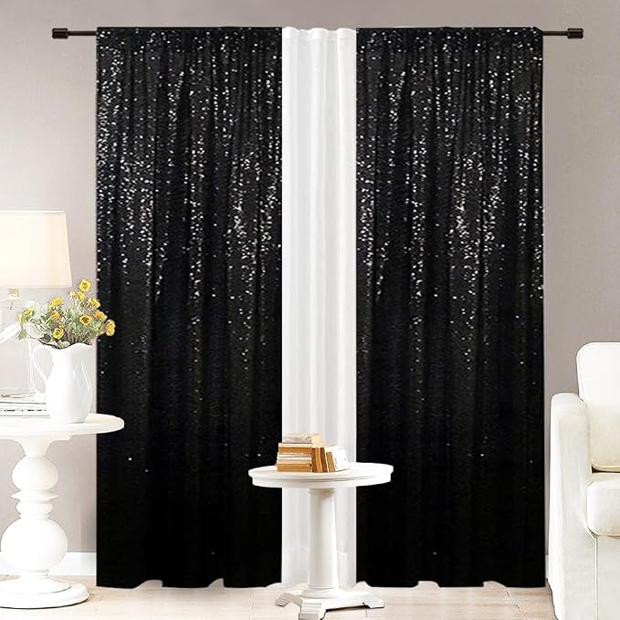 Eternal Beauty Black 3mm Sequin Backdrop 2x8 Ft 2 Pack Wedding | Dense Sparkle - Image 3