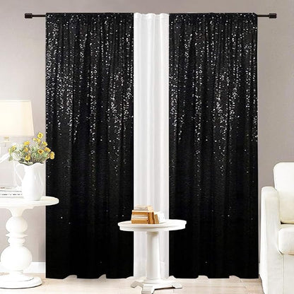 Eternal Beauty Black 3mm Sequin Backdrop 2x8 Ft 2 Pack Wedding | Dense Sparkle - Image 3