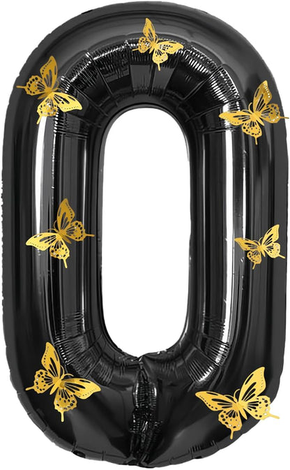 40 Inch Black Number 0 Balloon by GLASNES
