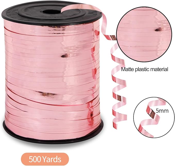 TONIFUL 500 Yards Curling Ribbon-Balloon Ribbon-Shiny Rose Gold Metallic String - Image 2
