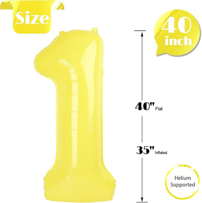 Yellow Number 1 Balloon 40 Inch, 1st Birthday Party Decorations Men Women | - Image 5