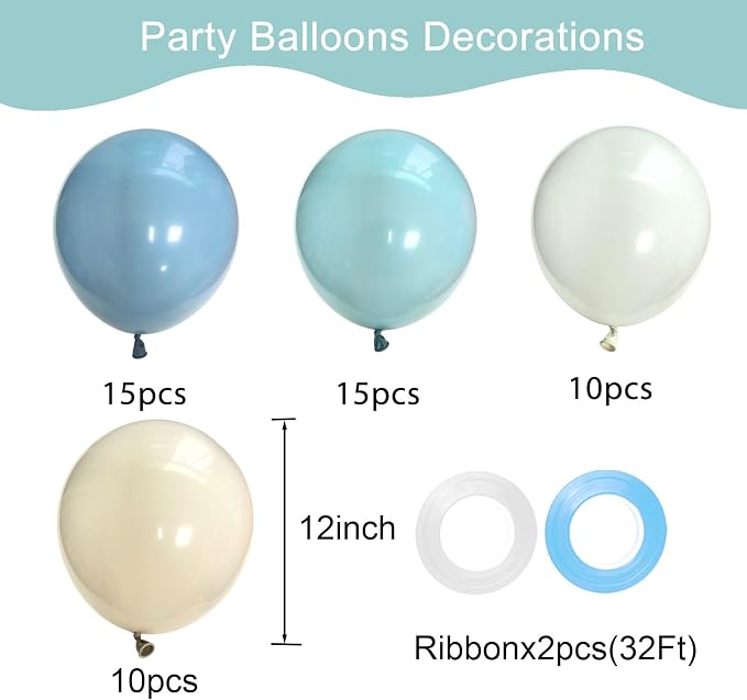 Dusty Blue Balloons 50pcs 12inch - Image 2