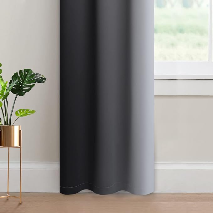 Yakamok Ombre Curtains Black and Greyish White - Image 4