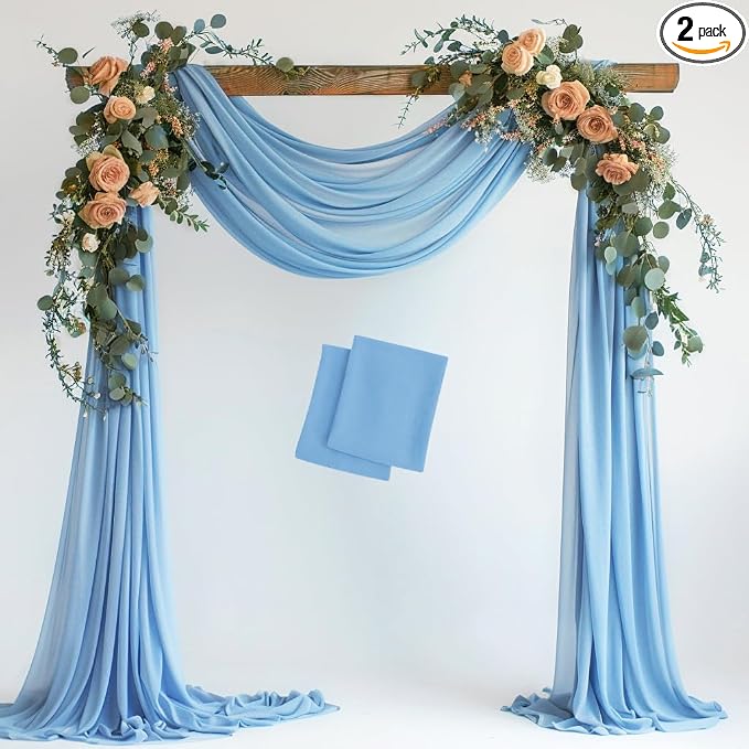 Wedding Arch Draping Fabric Backdrop Drapes 2 Panels, Dusty Blue | 28.7"x20FT by Wokceer