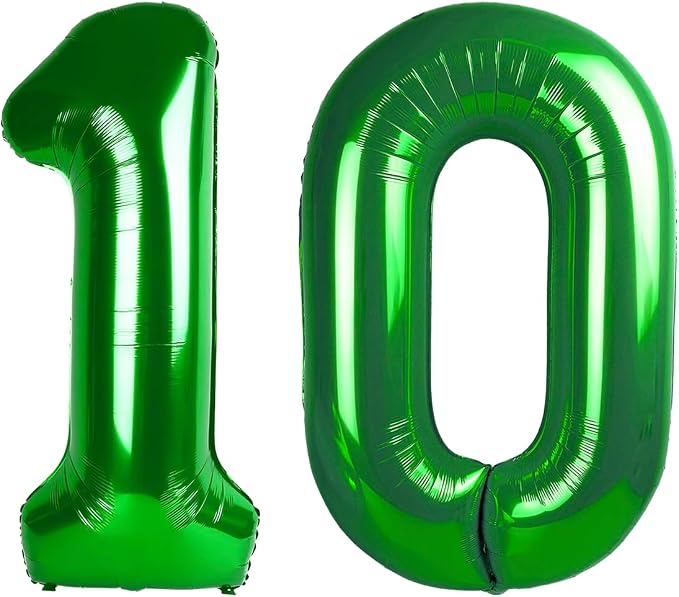 Number Balloons 10 Balloon 40 inch Dark Green by Enyeopd