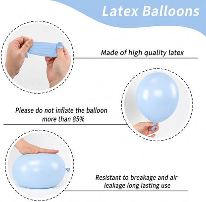Blue and White Balloons, 12 Inch Blue White Clear Balloon, Pastel Blue Pearl - Image 3