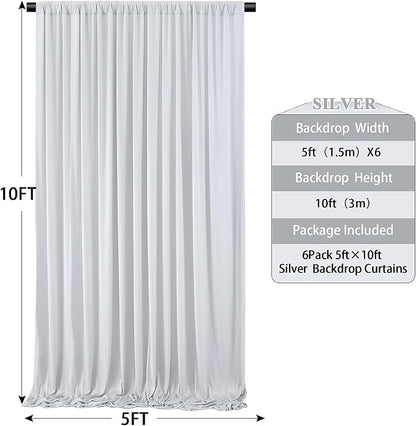 30ft x 10ft Wrinkle Free Silver Backdrop Curtain - Image 6