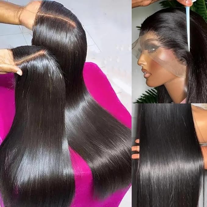 28 Inch Lace Front Wigs Human Hair Pre Plucked 200 Density Glueless HD Lace Frontal Wigs Human Hair with Baby Hair 13X6 Straight wig Lace Front Wigs for Women