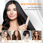 Cordless Hair Straightener, Portable Flat Iron for Travel, 2 in 1 Hair Styling Tools for straightening and Curling, Lightweight on-The-go, 4000 mAh Battery, Fast USB-C Charging (White)