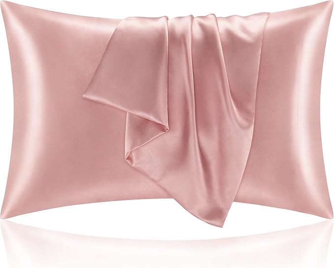 BEDELITE Satin Pillowcase for Hair and Skin, Super Soft and Cooling Similar to Silk Pillow Cases 2 Pack with Envelope Closure, Gift for Women Men(20"x30" Queen Size, Rose Pink)