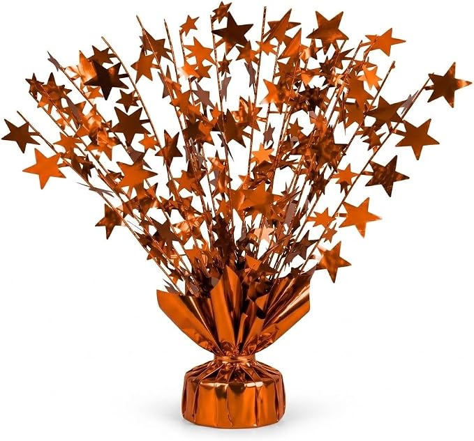 PMU 6 Pack Bursting Star Metallic Foil Spray Centerpiece- Metallic Orange by PMU