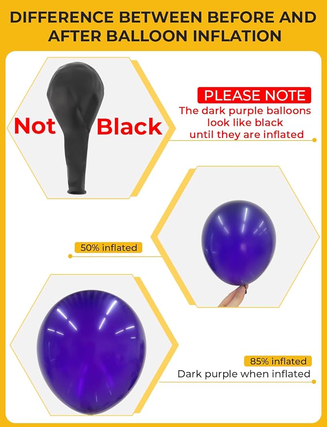 Purple and Gold Balloons, Birthday Party Decor | Dark Purple Metallic Gold & - Image 2