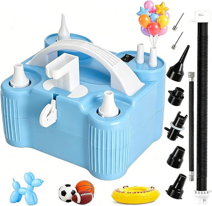 4-in-1 Electric Balloon Pump for All Balloons, Portable Dual Nozzle 600W Air by ziziella