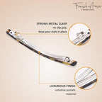 French Amie Long and Thin Large 4" Celluloid Automatic Handmade Hair Clip for Girls Strong Hold No Slip Grip Hair Claw Clips for Women, Made in France (Tokyo)