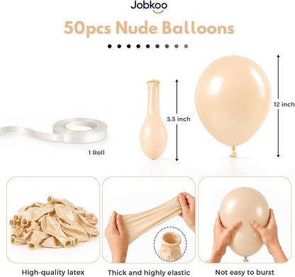 Jobkoo Nude Balloons 12 Inch, Retro Beige Apricot Neutral Latex Balloon | Matte - Image 2