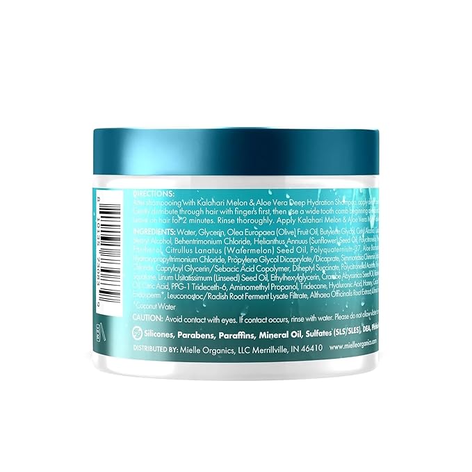 Mielle 2-Minute Deep Conditioner - Kalahari Melon & Aloe Vera Moisturizing Hair Conditioner for Dry, Curly and Textured Hair - Softening, Detangling & Fast-Acting Deep Conditioning Treatment (12 oz)