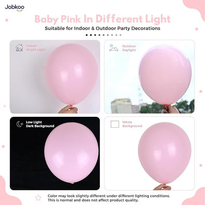 Jobkoo Pink Balloons, 12 Inch Pastel Baby Light Pale Pink Latex Balloon | Soft - Image 3