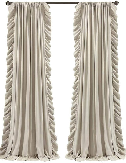 Lush Decor Reyna Ruffle Window Curtain Panel Set, Wheat by LushDecor