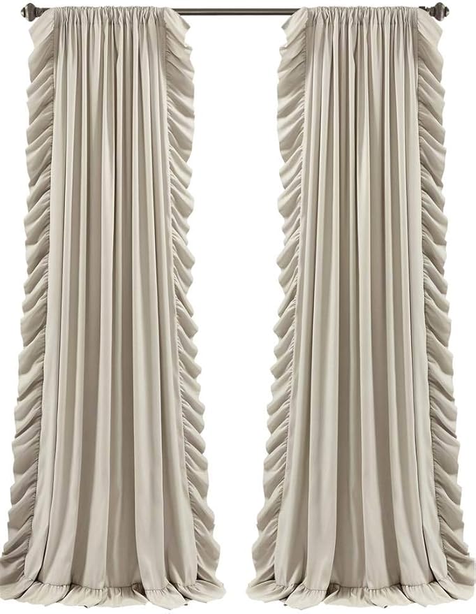 Lush Decor Reyna Ruffle Window Curtain Panel Set, Wheat by LushDecor