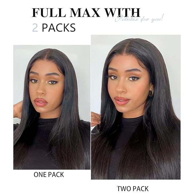 Straight Clip in Hair Extensions Real Human Hair 2 Pack 240g Seamless Clip in Hair Extensions for Women Full Max with 16Pcs PU Skin Weft 14inch Natural Black