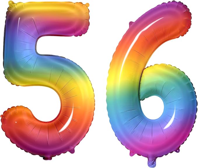 Number 56 Balloons for 56th Birthday Party Decorations, 0-100 Large No.56 by Joycard