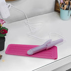2PCS Silicone Heat Resistant Mat Pouch for Hair Straightener, Curling Iron, Flat Iron and Hot Hair Tools Pink