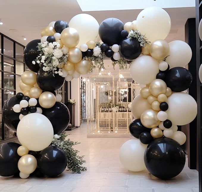 Black Balloon Arch Garland Kit Double Stuffed Matte Black Balloons Different - Image 5