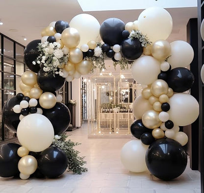 Black Balloon Arch Garland Kit Double Stuffed Matte Black Balloons Different - Image 5