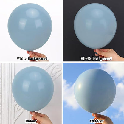 RUBFAC 135pcs Dusty Blue Balloons, Haze Blue Latex Balloon Different Sizes 18 - Image 4