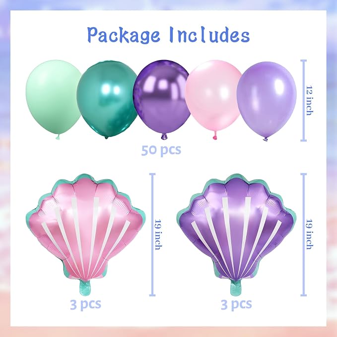 Sea Shells Balloons Multi-color Sea Shells Foil Mylar Balloon - Image 2