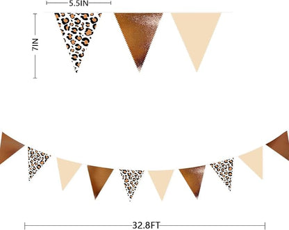 32Ft Leopard Party Decorations Metallic Brown Leopard Triangle Banner Flag - Image 3